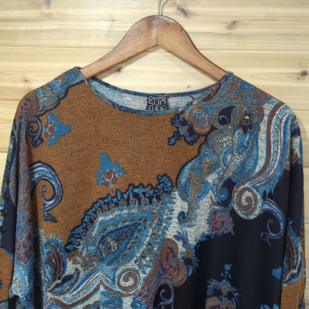 Clara Sun Woo Top Womens Large Multicolor Blouse Art to Wear - Picture 2 of 8
